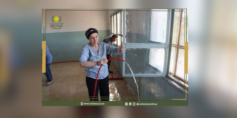 استمرار حملة النظافة في حي الهلالية بمدينة قامشلو